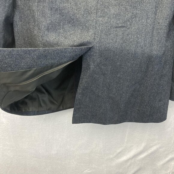 Lands' End 100% Lambswool Blazer Jacket Mens 42R Gray Herringbone Sport Coat EUC - Picture 14 of 16